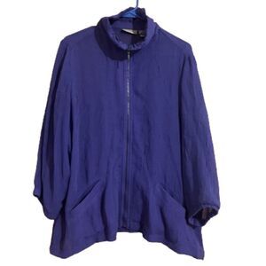 Chico’s Purple Lightweight Zip Front Jacket in Textured Thin Fabric Sz-L/XL